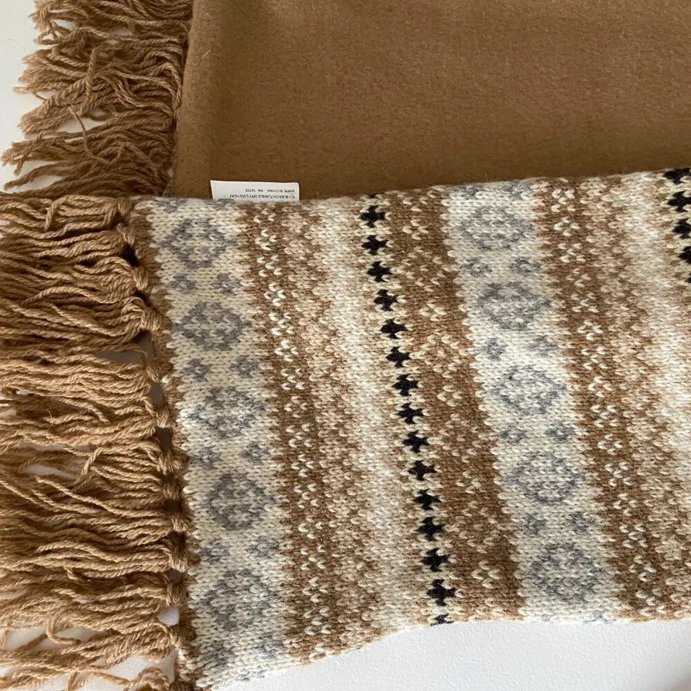 Berkshire Fair Isle Nordic Print Ski Gorpcore Sporty Fringe Wool Scarf OSFM